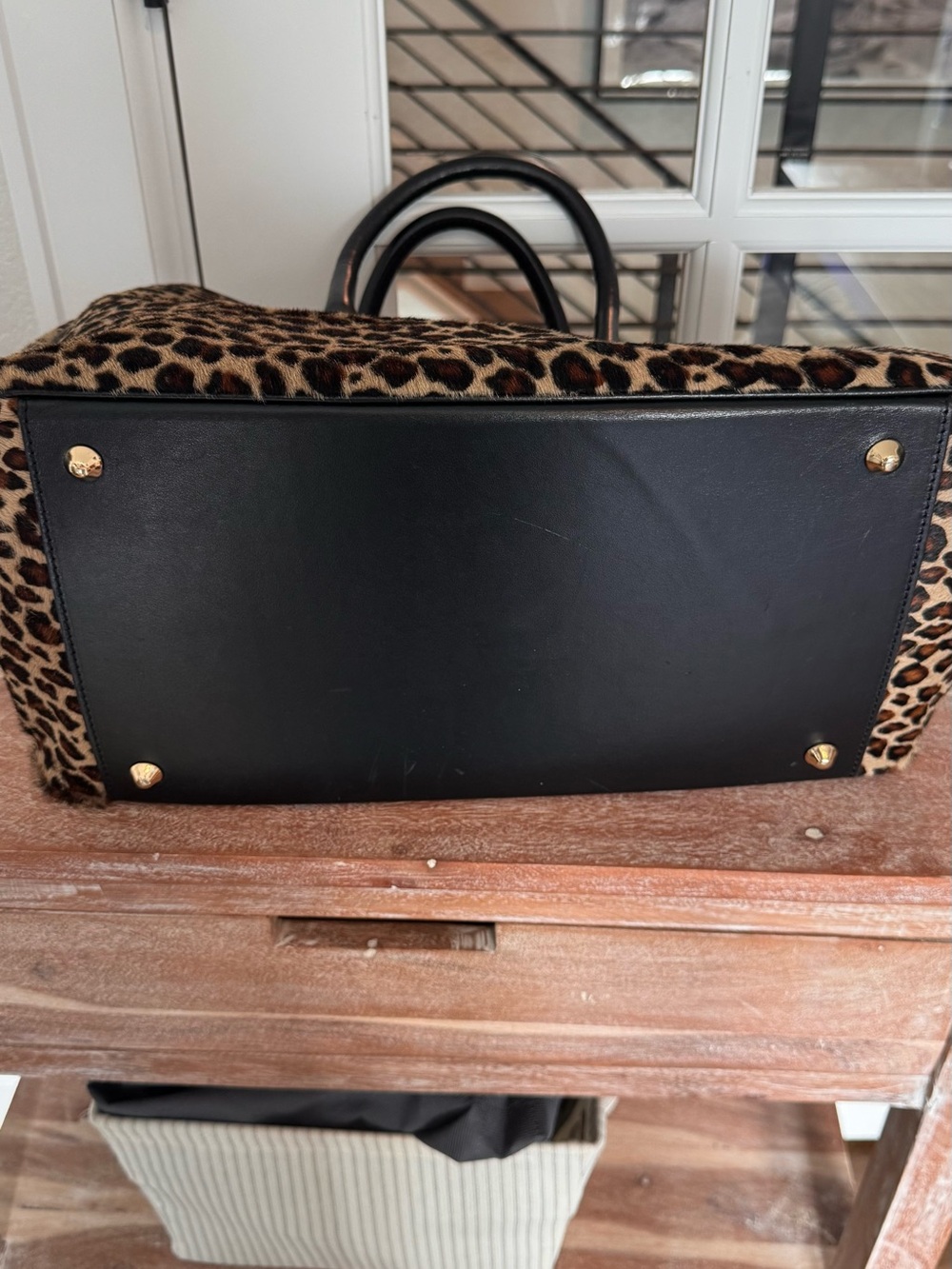 Mark & Graham Leopard Pony Hair Leather Tote Made in Italy - Picture 5 of 10